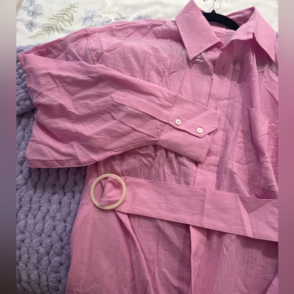 POPFLEX I Need a Vacation Shirt Dress - Pink Lavender. - Picture 6 of 7